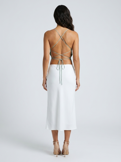 Priya Floral Plunge Top - Mint