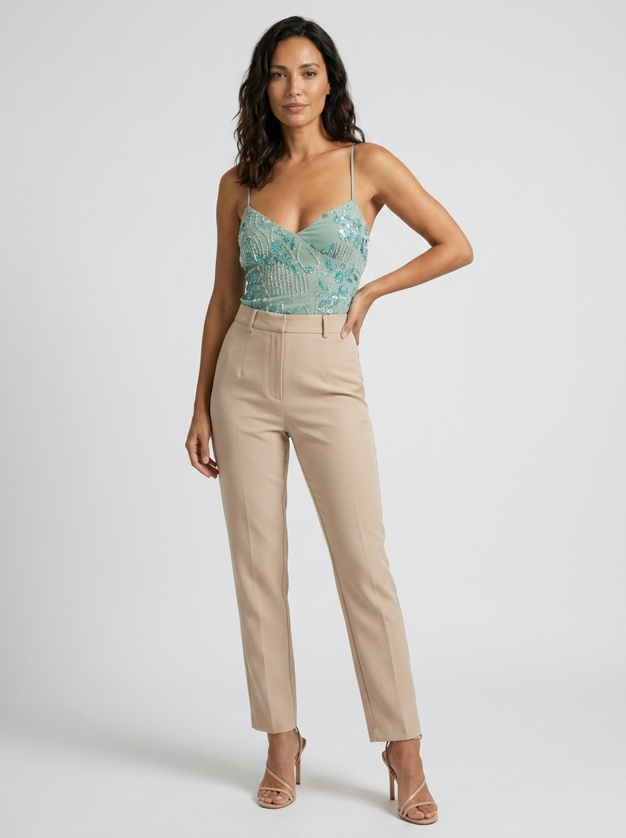 Priya Floral Plunge Top - Mint