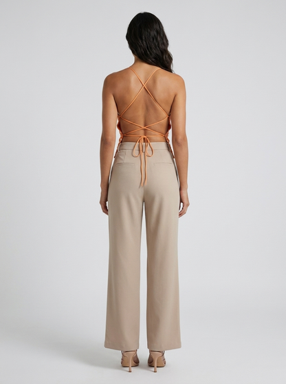 Priya Floral Plunge Top - Orange