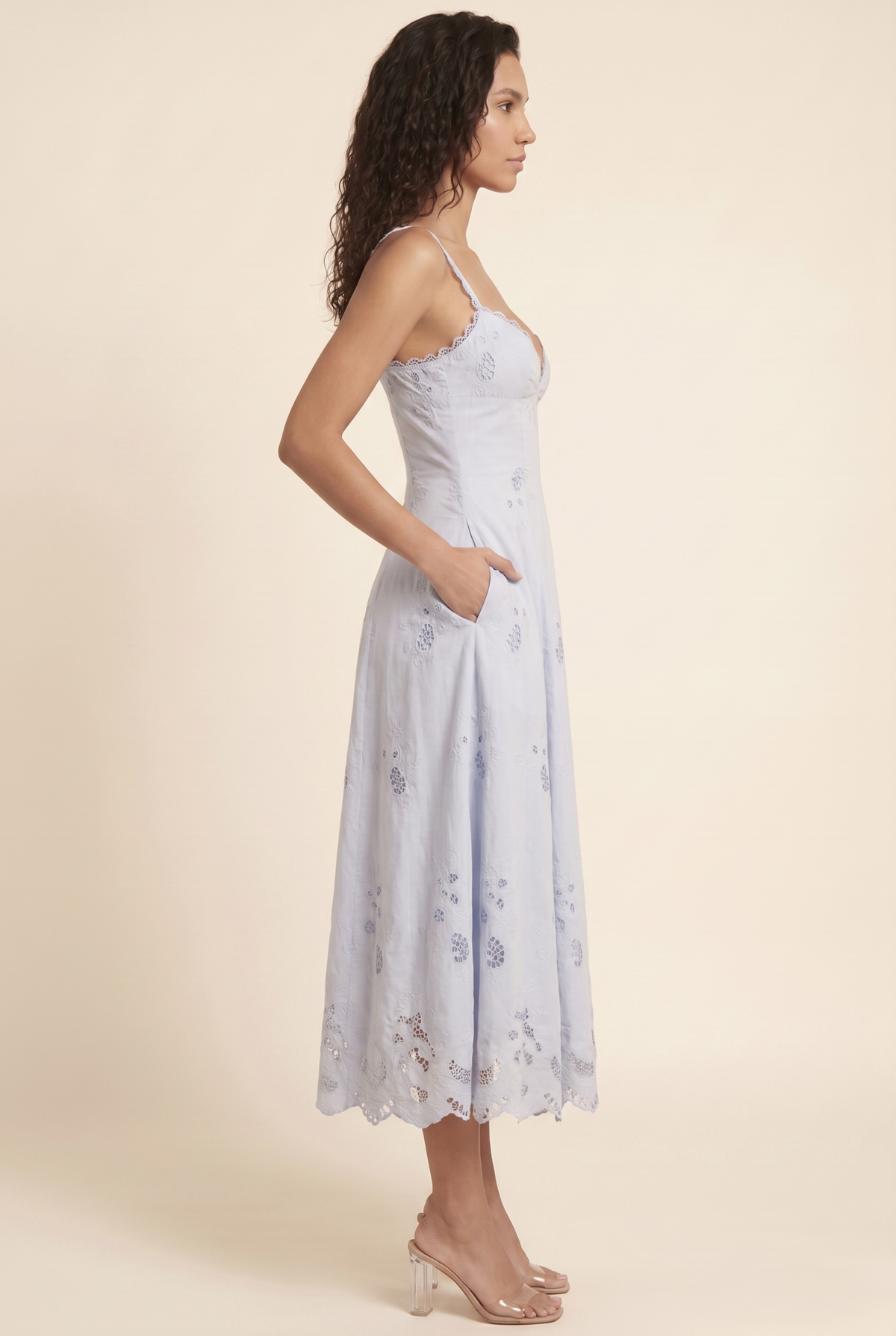 Verena Ruched Plunge Maxi Dress - Blue