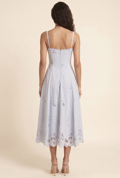 Verena Ruched Plunge Maxi Dress - Blue