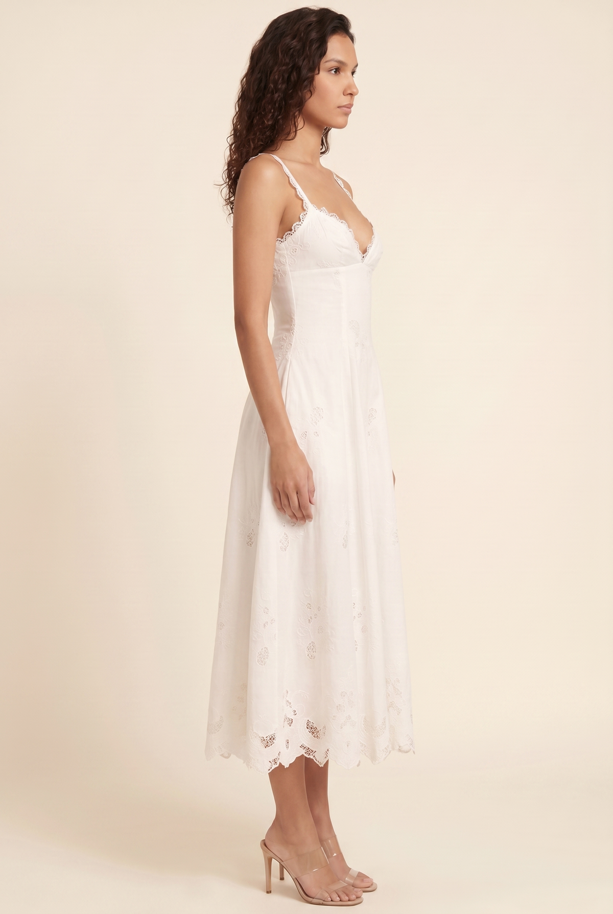 Verena Ruched Plunge Maxi Dress - White