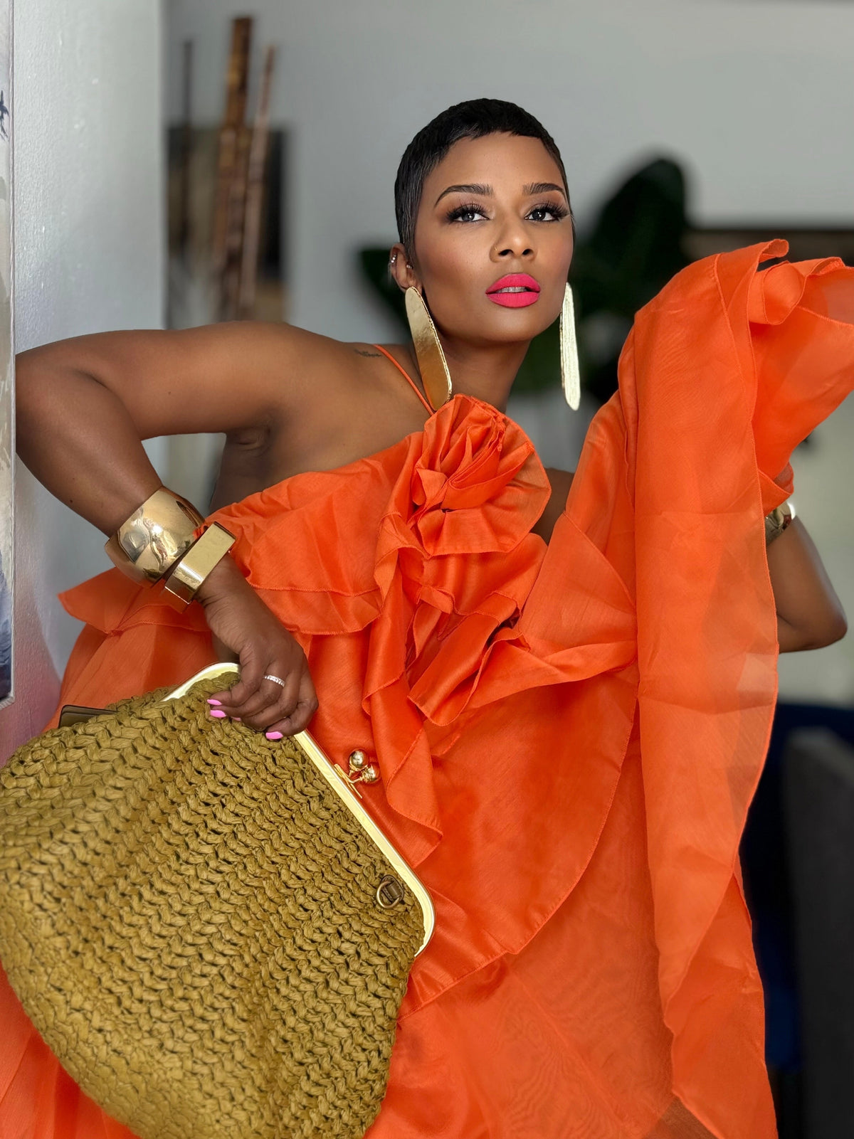 Hyacinth Ruffle Maxi Dress - Orange