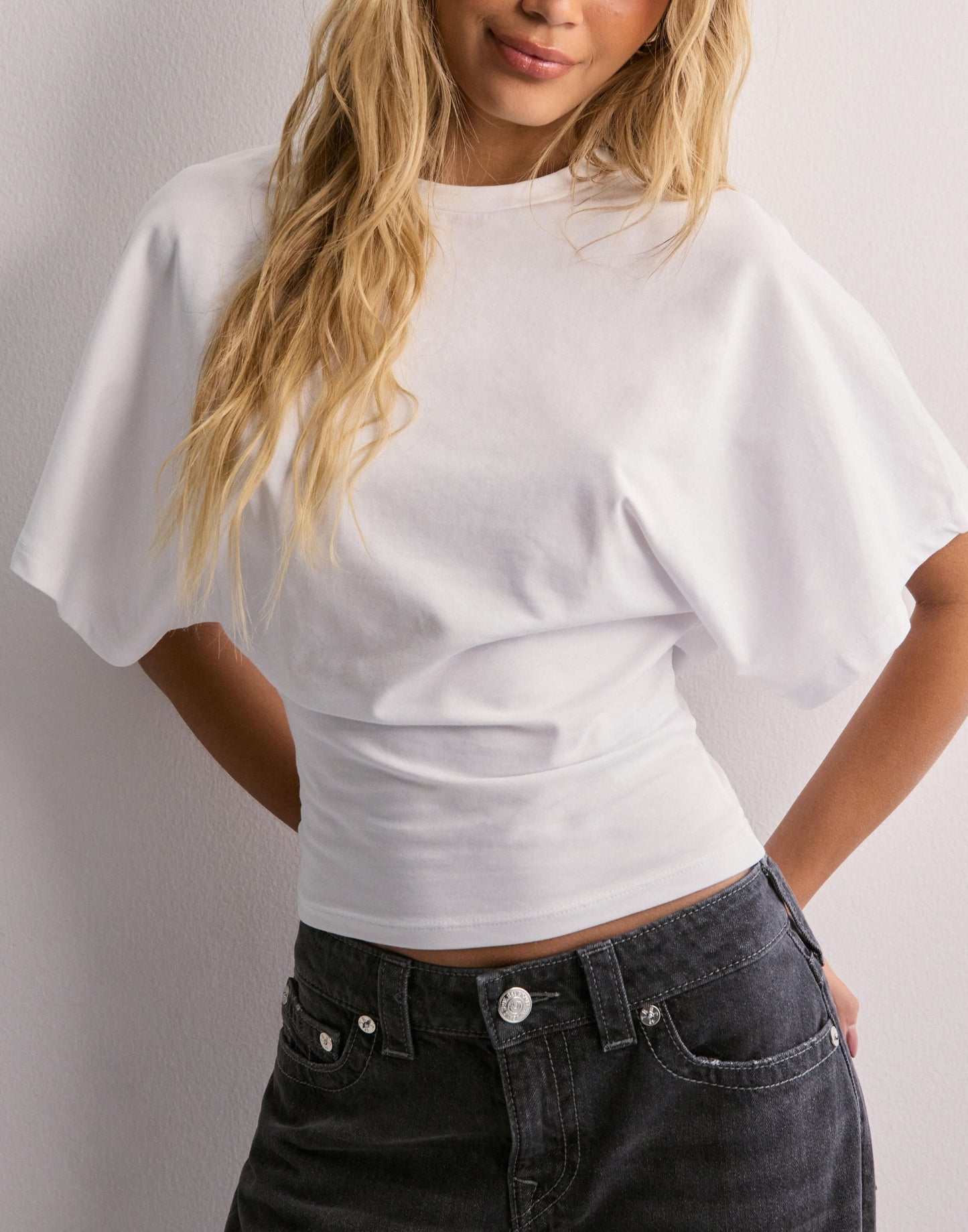 Women's Casual Wide Sleeve Cropped Crew Neck Tee - product image 2
