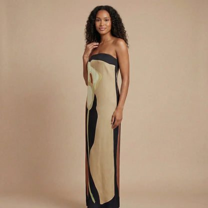 Women's Wedding Guest Strapless Abstract Maxi Dress - product image 2