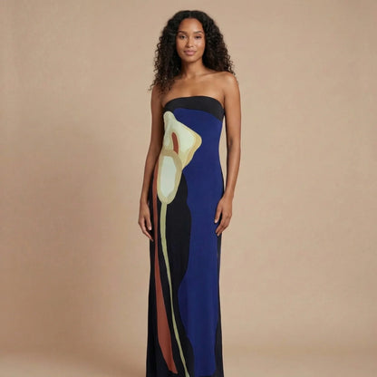 Women's Wedding Guest Strapless Abstract Maxi Dress - product image 3
