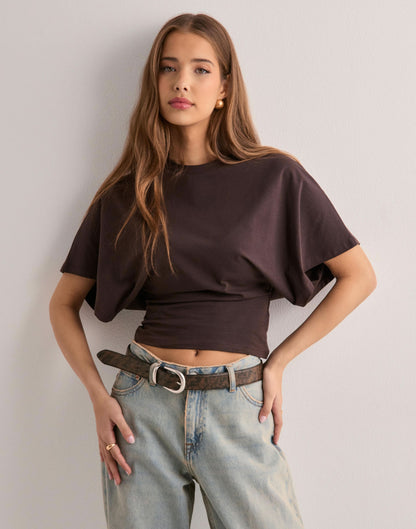 Women's Casual Wide Sleeve Cropped Crew Neck Tee - product image 3