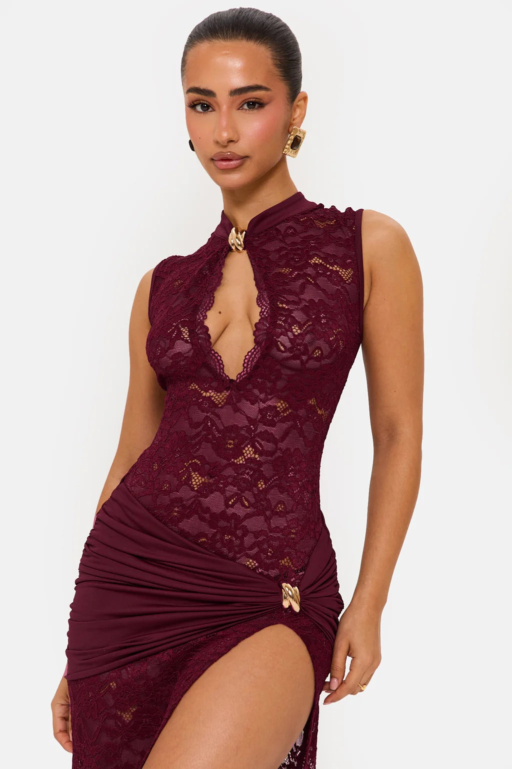 Women's Cocktail Floral Lace Maxi Dress With High Slit - product image 6