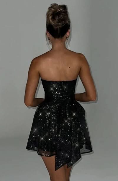 Women's Cocktail Strapless Glitter Mini Dress with Bow - product image 12