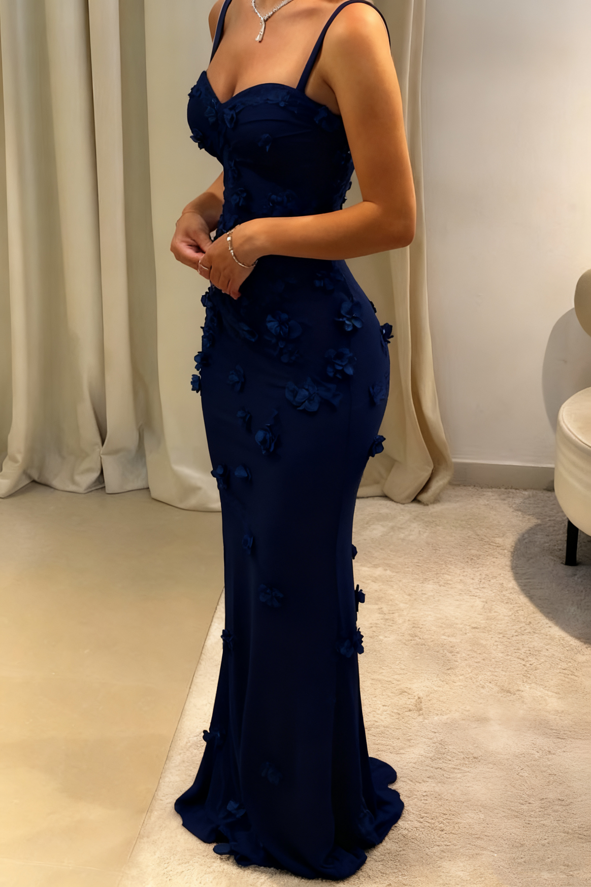 Isabela Mermaid Gown - Navy Blue