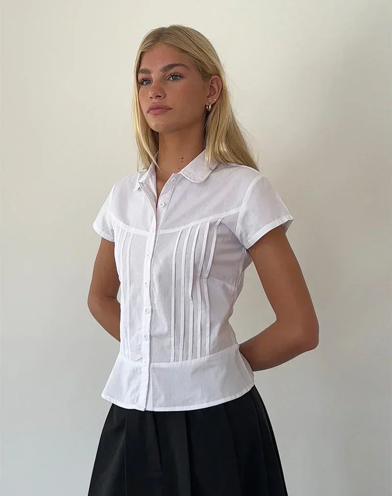 Joanne Pintuck Blouse - White