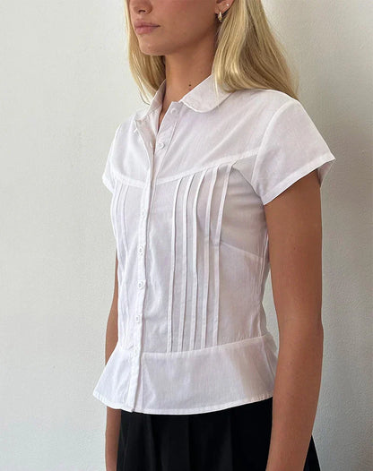 Joanne Pintuck Blouse - White
