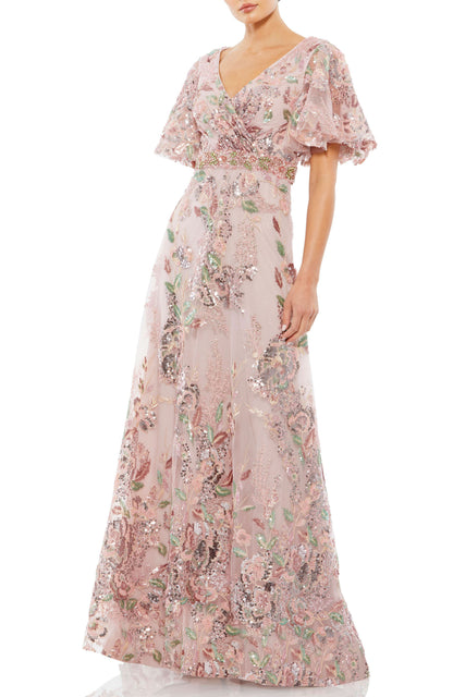 Jocasta Floral Embellished Gown - Dusty Rose