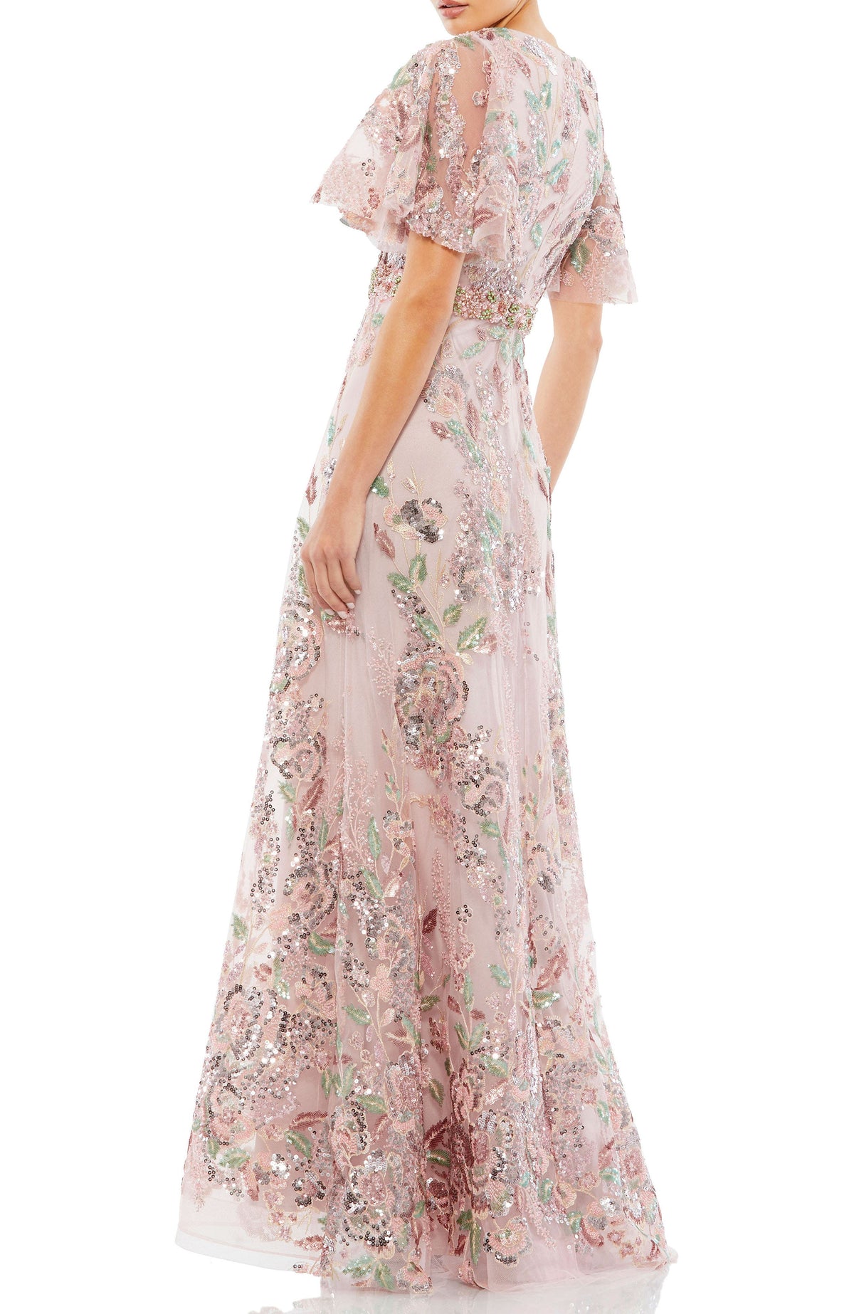 Jocasta Floral Embellished Gown - Dusty Rose