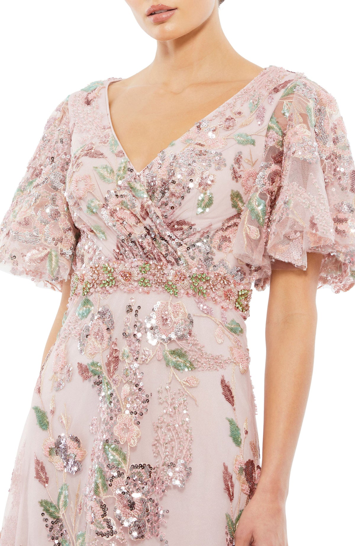 Jocasta Floral Embellished Gown - Dusty Rose