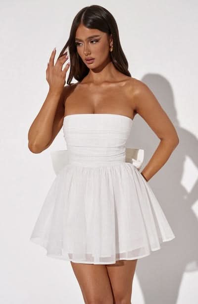 Women's Cocktail Strapless Glitter Mini Dress with Bow - product image 17