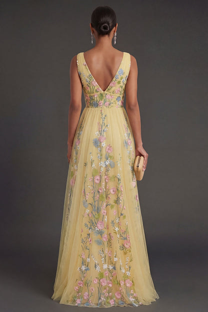 Kerstin Floral A-Line Maxi Dress - Yellow