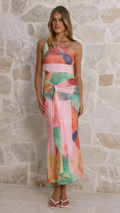 Kourt Cutout Maxi Dress - Cream Multi