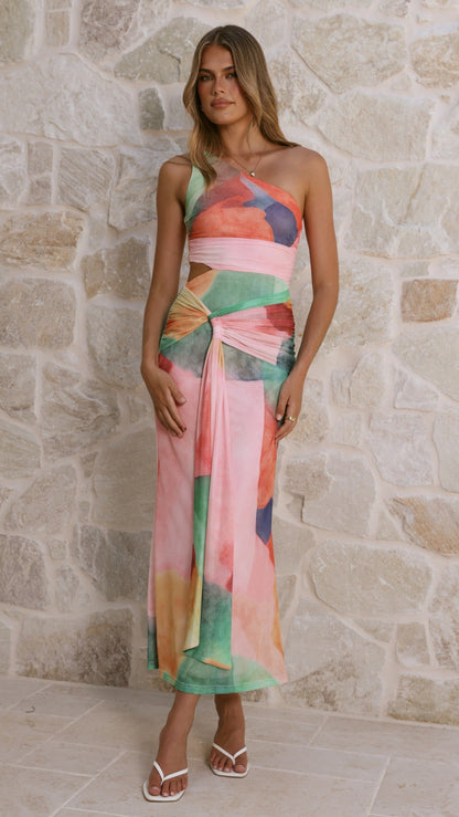 Kourt Cutout Maxi Dress - Cream Multi
