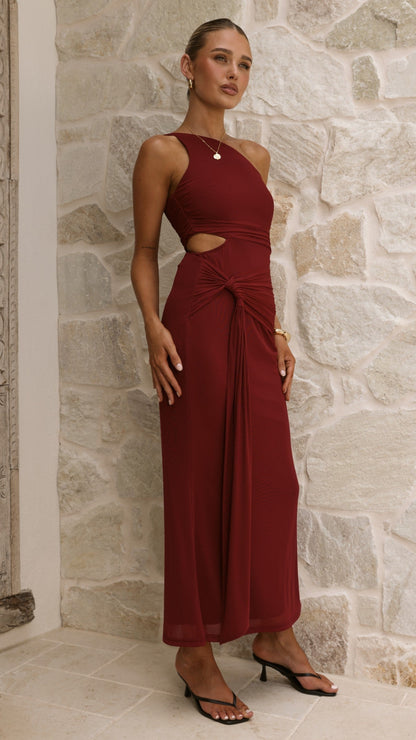 Kourt Cutout Maxi Dress - Wine Red