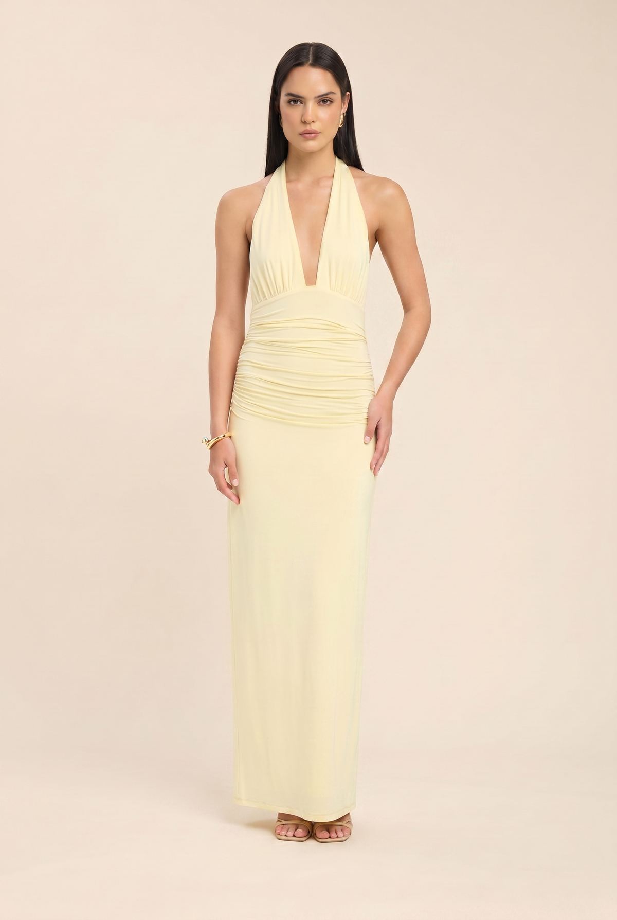 Lais Halter Maxi Dress - Butter Yellow