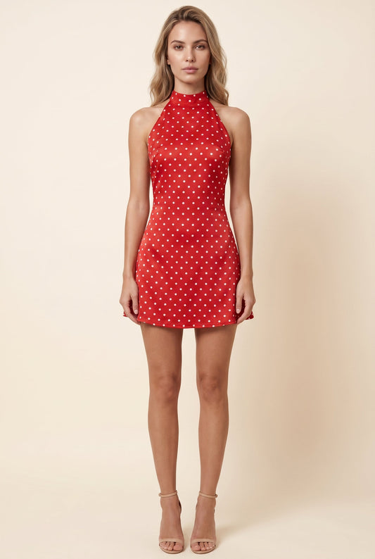 Laurence Halter Mini Dress - Red and White