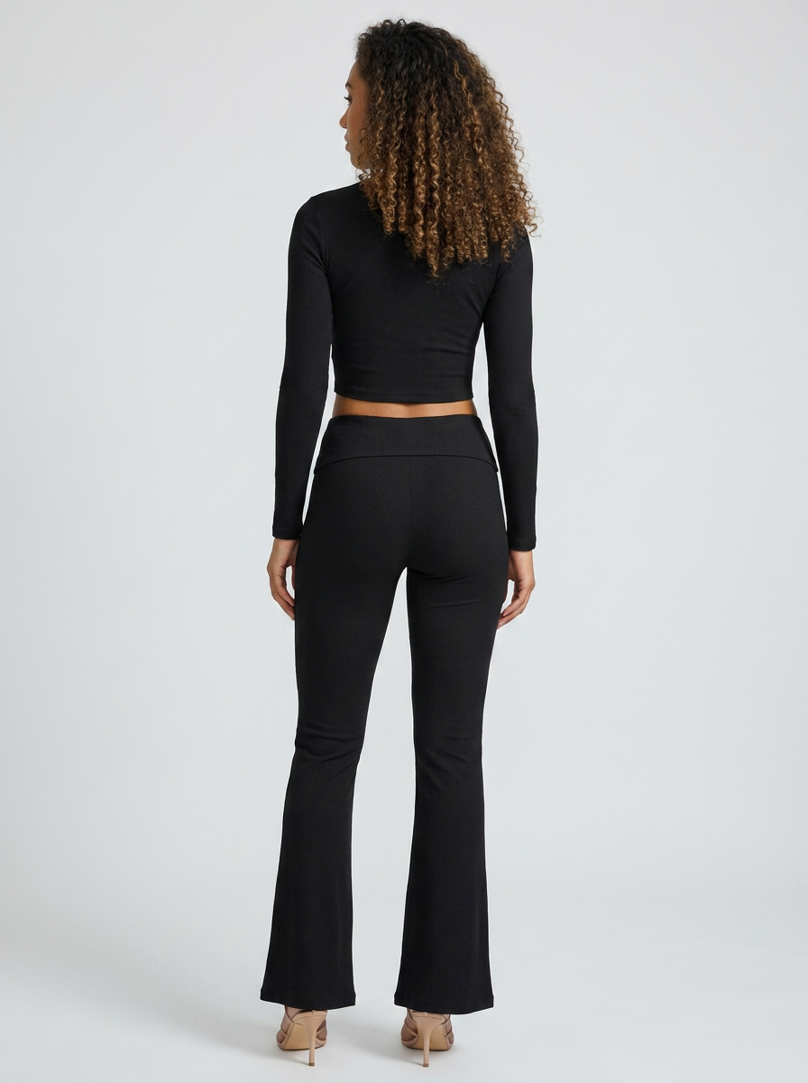 Lene Flare Pant Set - Black