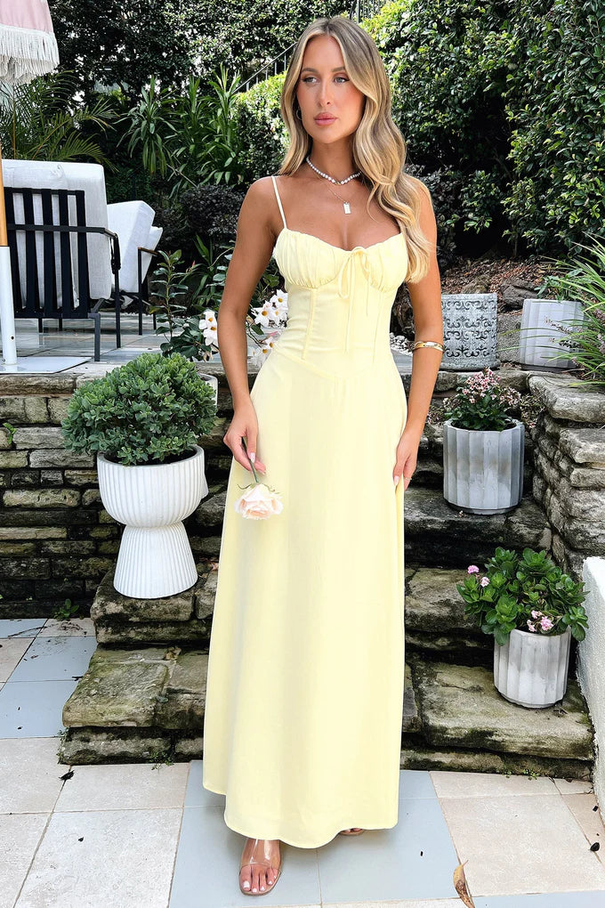Lorika Corset Maxi Dress - Butter Yellow
