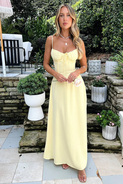 Lorika Corset Maxi Dress - Butter Yellow