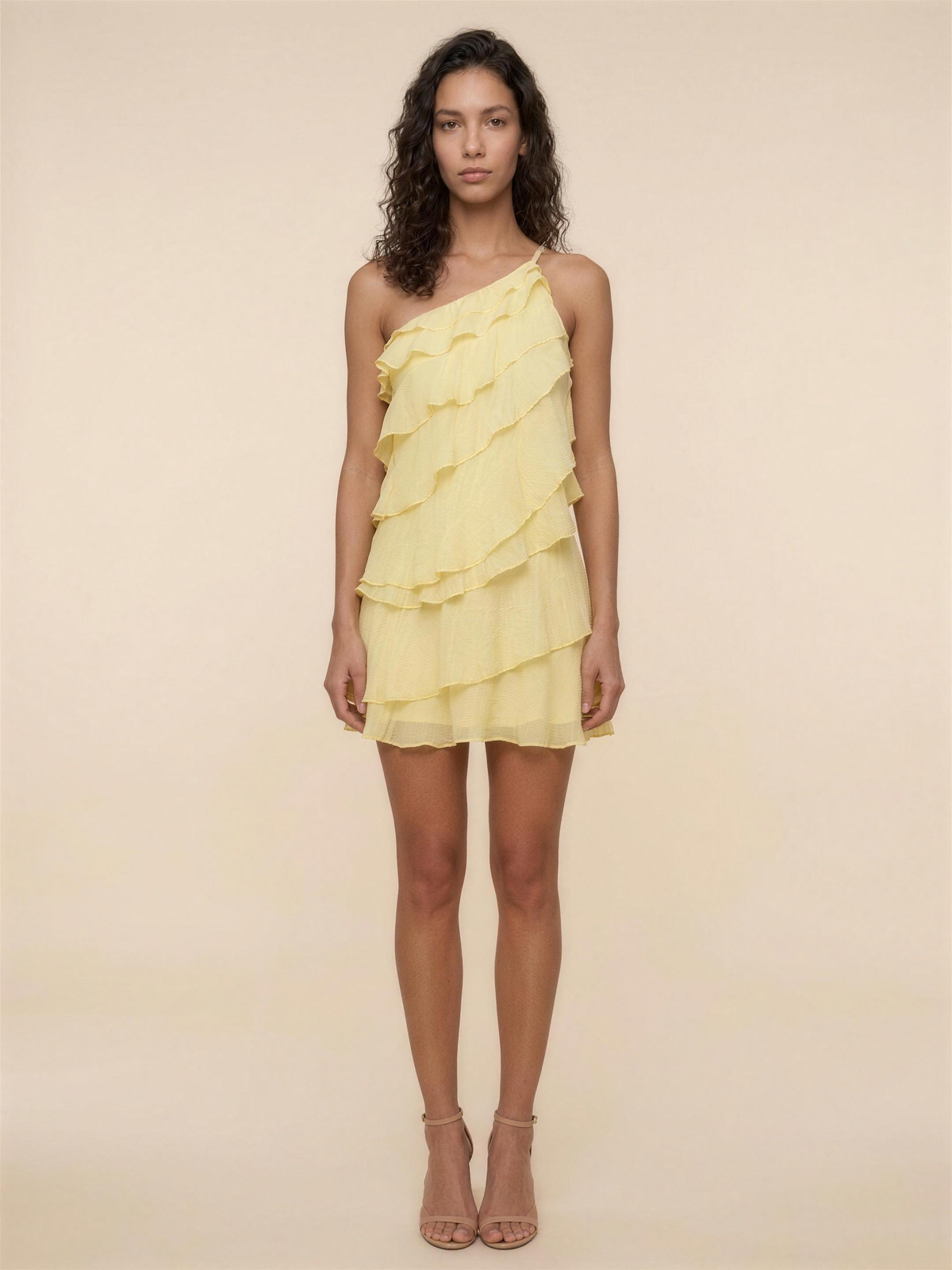 Lorraine Tiered Mini Dress - Lemon
