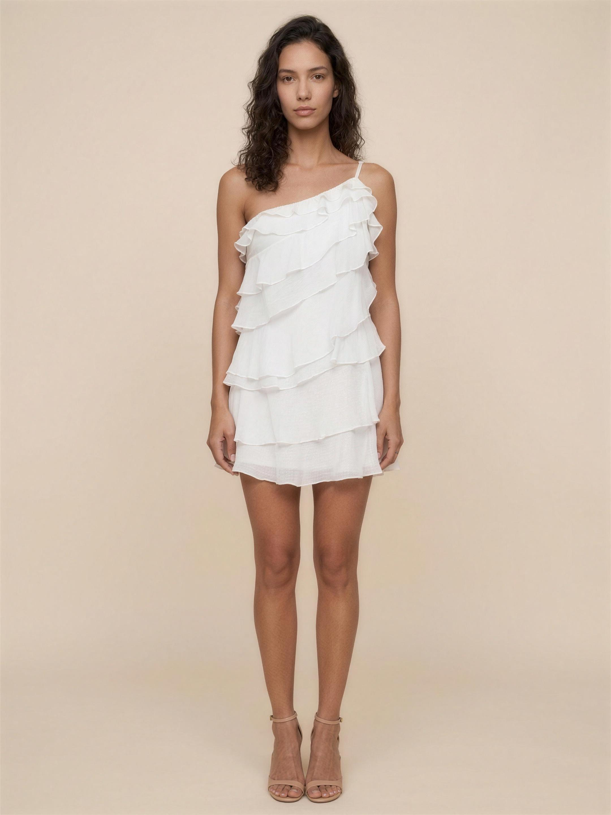 Lorraine Tiered Mini Dress - White