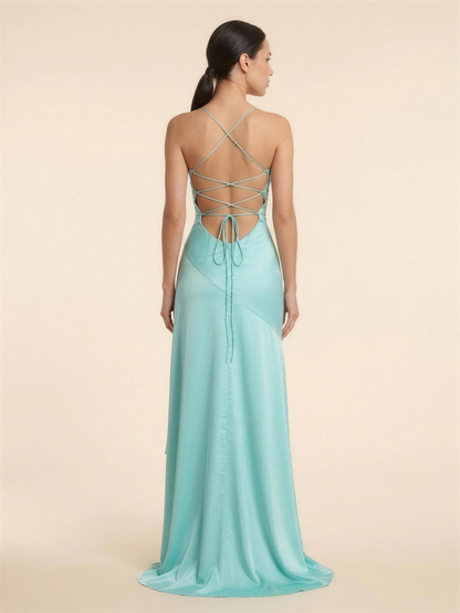 Ludmila Cowl Neck Maxi Dress - Turquoise