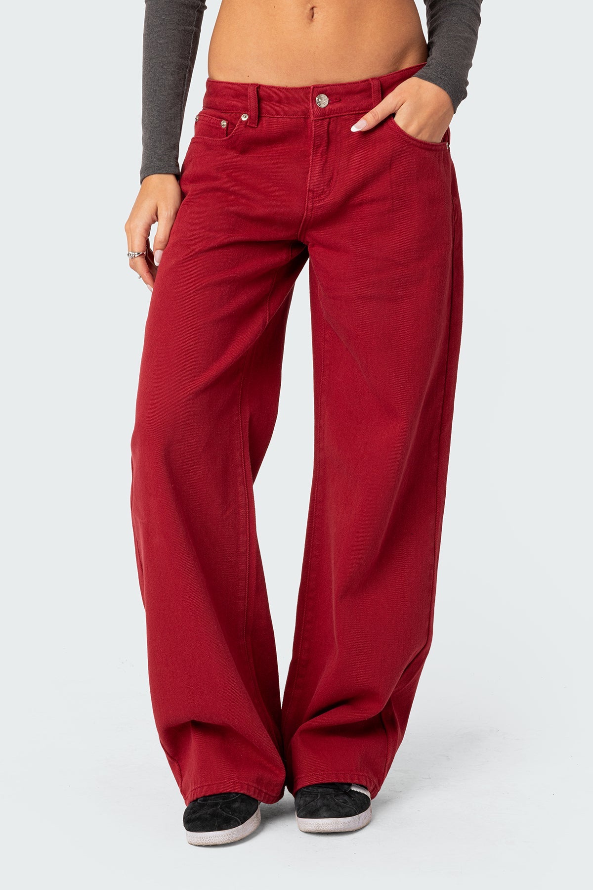 Lysandra Wide Leg Jeans - Red
