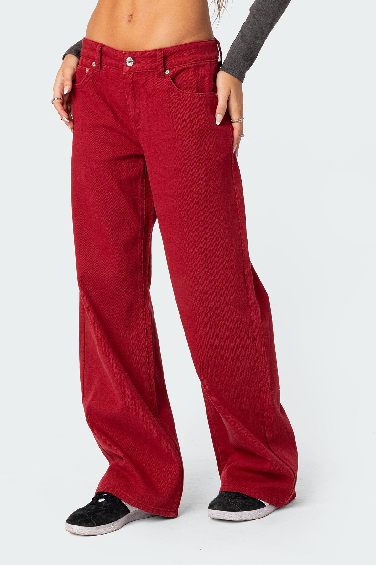 Lysandra Wide Leg Jeans - Red
