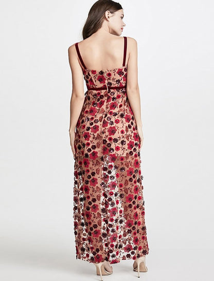 Mariella Floral Maxi Dress - Red Floral