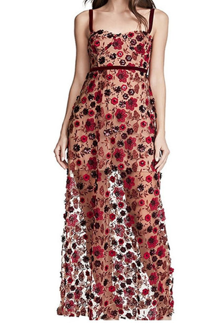 Mariella Floral Maxi Dress - Red Floral
