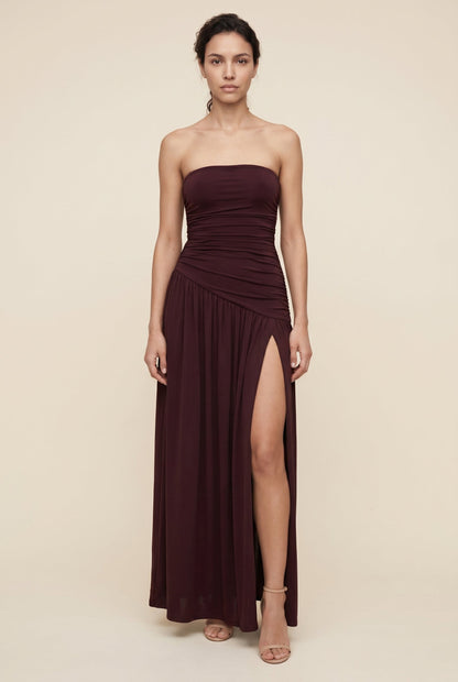 Mathilde Strapless Maxi Dress - Burgundy