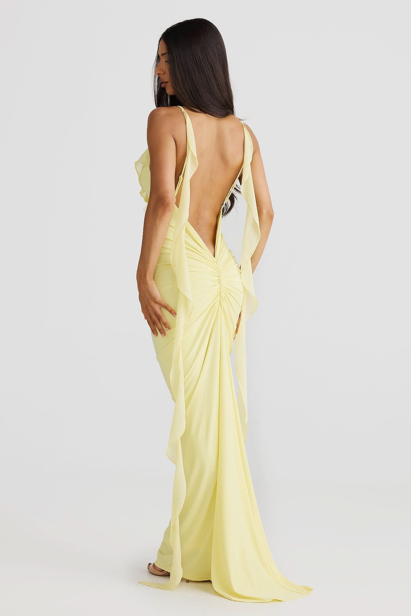 Women's Cocktail V Neck Bodycon Maxi Dress with Ruffle - product image 6