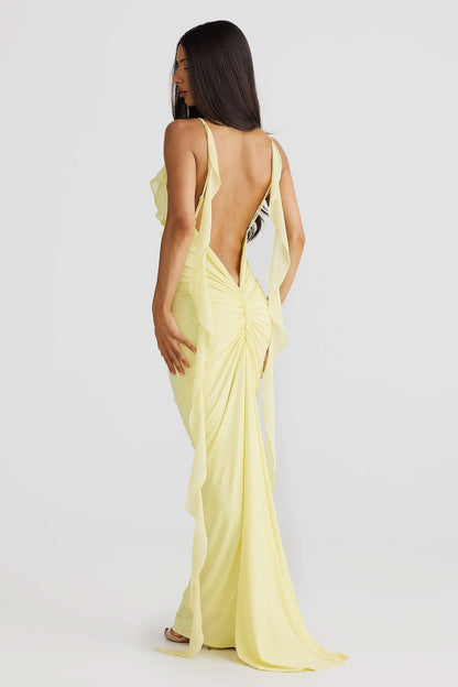 Women's Cocktail V Neck Bodycon Maxi Dress with Ruffle - product image 6