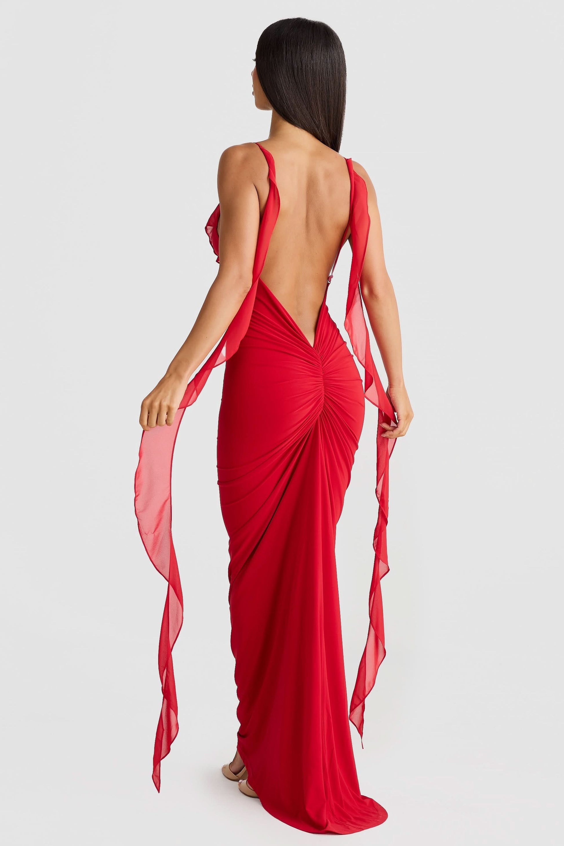 Women's Cocktail V Neck Bodycon Maxi Dress with Ruffle - product image 7