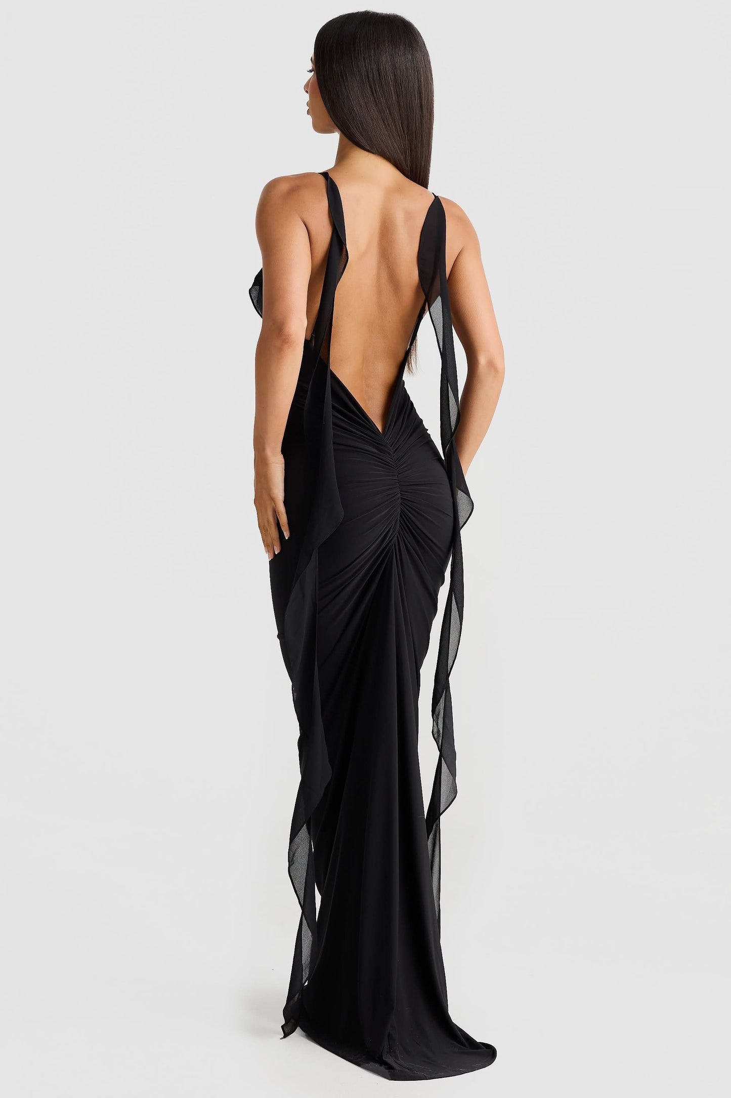 Women's Cocktail V Neck Bodycon Maxi Dress with Ruffle - product image 8
