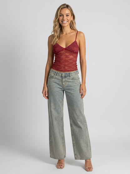 Meribel Lace Top - Red
