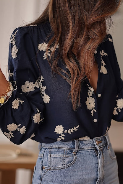 Micheline Floral Blouse - Blue