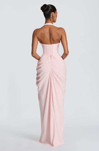 Minette Halter Maxi Dress - Blush Pink