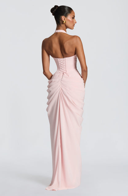 Minette Halter Maxi Dress - Blush Pink