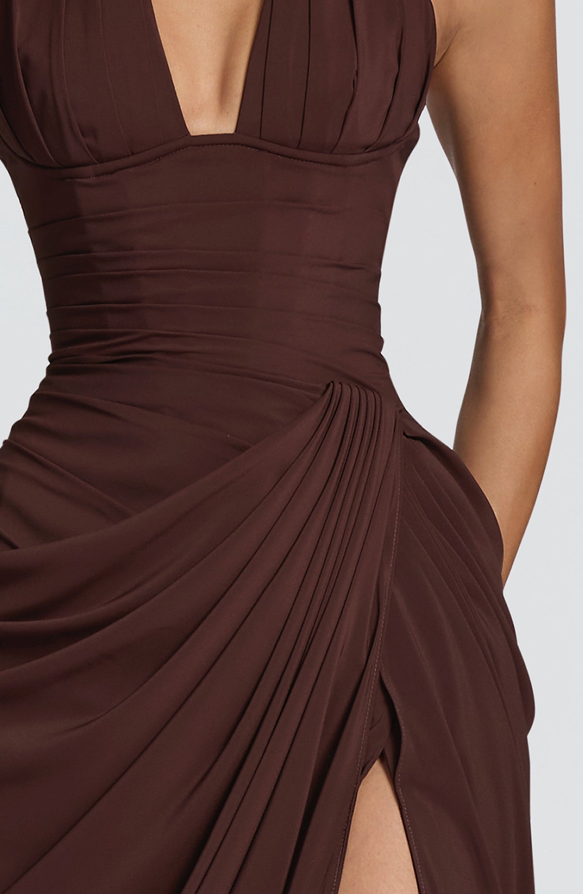 Minette Halter Maxi Dress - Chocolate Brown