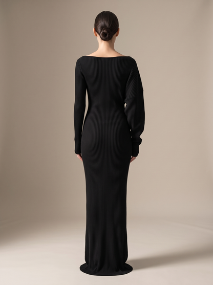 Nadege Knit Maxi Dress - Black