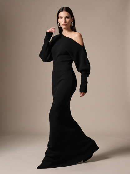 Nadege Knit Maxi Dress - Black
