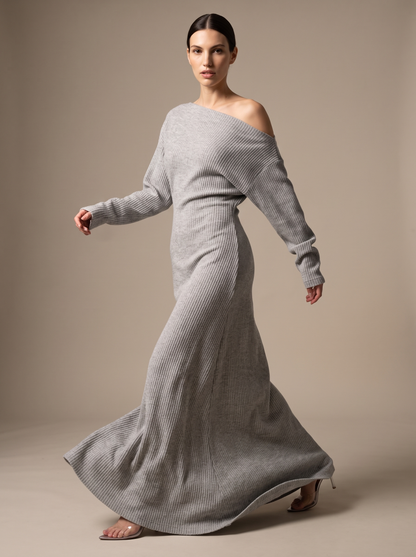 Nadege Knit Maxi Dress - Heather Grey