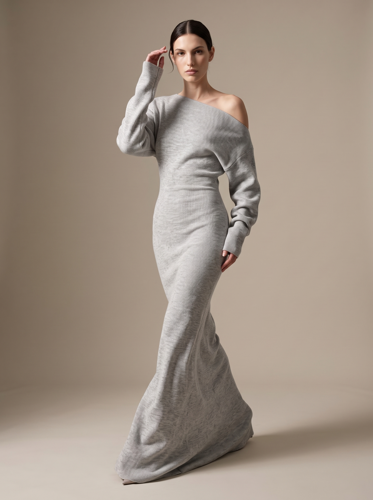 Nadege Knit Maxi Dress - Heather Grey